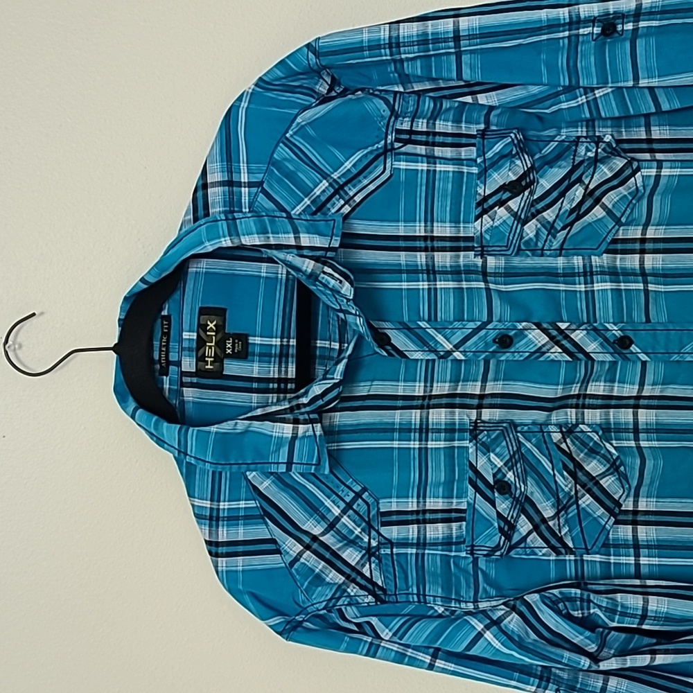 CLEARANCE Helix Blue Plaid Button Up Shirt